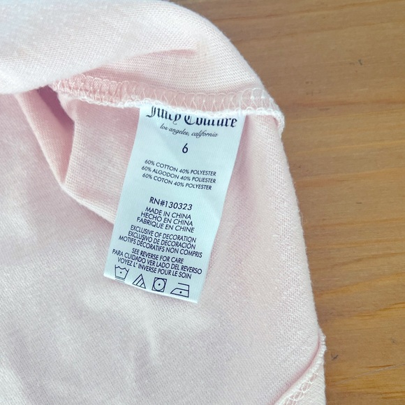 Juicy Girls Pink Long Sleeve Tee Silver Juicy Couture Logo Top size 6 - Picture 3 of 3